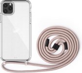 Voor iPhone 11 PC + TPU Transparant All-inclusive acryl 2-in-1 schokbestendig telefoon beschermhoes met lanyard (abrikoos)
