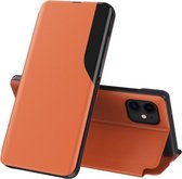 Zijdisplay Magnetische schokbestendige horizontale lederen flip-hoes met houder voor iPhone 11 (oranje)