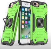 Voor iPhone 7 & 8 & SE 2020 Magnetisch pantser Schokbestendig TPU + pc-hoesje met metalen ringhouder (groen)