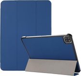 3-vouwen Skin Texture Horizontale Flip TPU + PU lederen tas met houder voor iPad Air (2020) 10.9 (marineblauw)