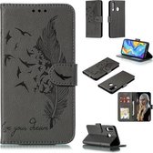 Veerpatroon Litchi Texture Horizontale Flip Leren Case met Portemonnee & Houder & Kaartsleuven Voor Huawei P30 Lite (Grijs)