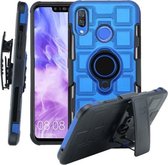 Voor Huawei Nova 3 3 in 1 Cube PC + TPU beschermhoes met 360 graden draaien zwarte ringhouder (blauw)