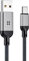 ROCK R6 Type-C / USB-C metalen gevlochten slimme muziekoplaadgegevenskabel, lengte: 1m (zilver)