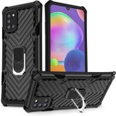 Voor Samsung Galaxy A31 Cool Armor PC + TPU schokbestendig hoesje met 360 graden rotatie ringhouder (zwart)