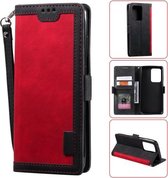 Voor Galaxy S20 Ultra Retro Splicing Horizontale Flip lederen tas met kaartsleuven & houder & portemonnee (rood)