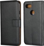 Leren horizontale flip-holster voor Google Pixel 3, met magnetische sluiting en beugel en kaartsleuf en portemonnee (zwart)