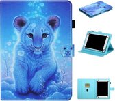 Voor 8 inch universele tablet gekleurde tekening stiksels horizontale flip lederen tas met houder & kaartsleuven & antislip strip (kleine tijger)