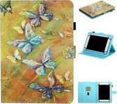 Voor 10 inch Universele Tablet Gekleurde Tekening Stiksels Horizontale Flip Leren Case met Houder & Kaartsleuven & Anti-slip strip (Vlinder)