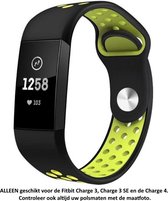 Zwart Geel / Groen Siliconen Bandje geschikt voor Fitbit Charge 3 / Charge 3 SE / Charge 4 – Maat: zie maatfoto – Smartwatch Strap - Polsbandje - Rubber