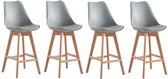 BJORN Set van 4 krukken - beuken voeten - grijs faux - L 49 x D 59 x H 101