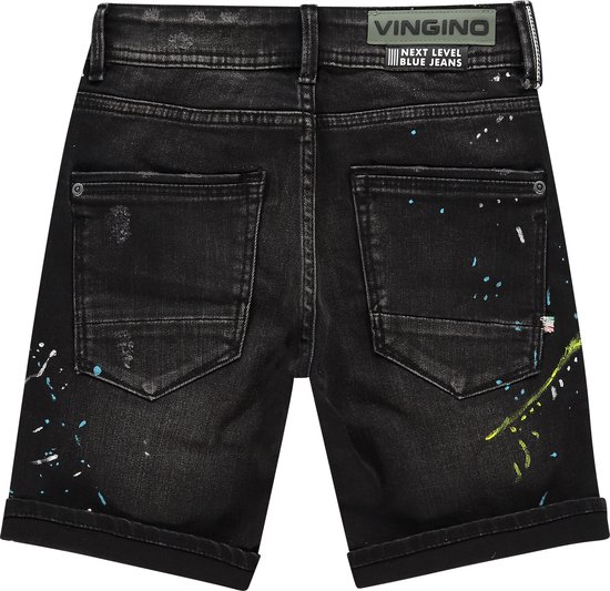 Vingino jeans korte broek Carlisio zwart vintage denim voor jongens - maat 104