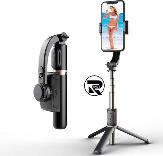 REPUS Q08, Perche à Selfie 3-en-1 -Trépied, Stabilisateur de téléphone  portable
