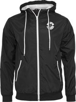 FitProWear Windrunner Heren - Maat XXXXL - Zwart/Wit - Seizoensjas - Regenjas - Windjas - Sportjas - Hardloopjas - Jacket - Jas Nylon - Herfstjas - Voorjaarsjas