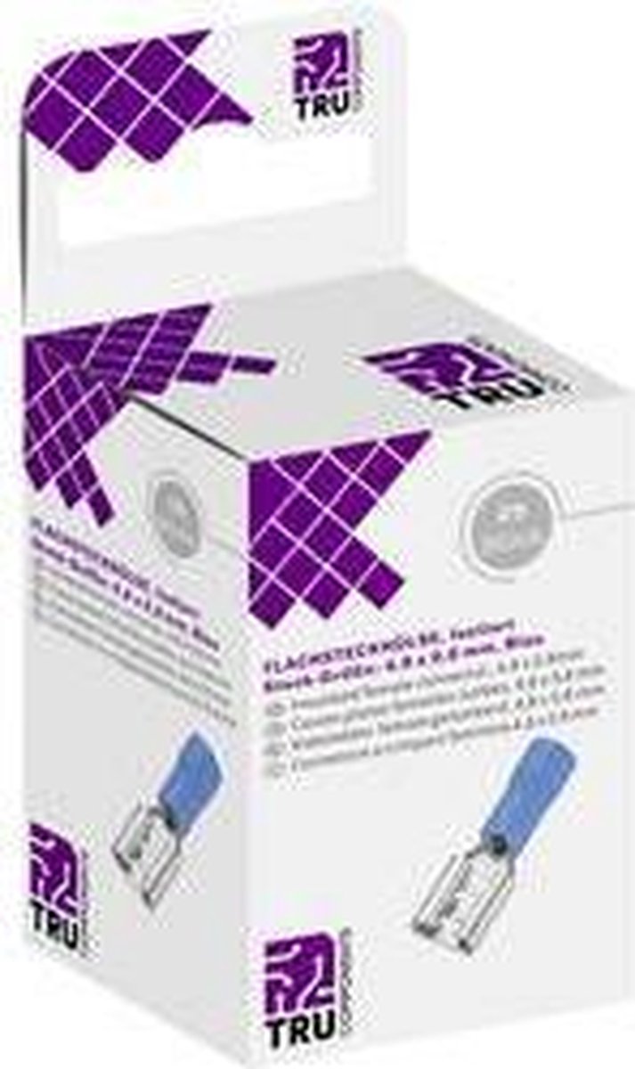 TRU COMPONENTS T1904C107 Assortiment hulzen voor platte stekkers Insteekbreedte: 4.80 mm Insteekdikte: 0.80 mm 180 ° De