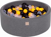 Ronde Ballenbak set incl 200 ballen 90x30cm - Donker Grijs: Geel, Zwart, Transparant