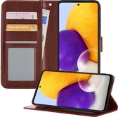 Samsung A72 Hoesje Book Case Hoes Portemonnee Cover - Samsung Galaxy A72 Case Hoesje Wallet Case - Bruin