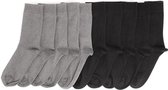 Zwarte / Lichtgrijze sokken - Heren sokken - 10 paar - Normale sokken - Maat 39-42