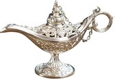 BaykaDecor Antiek Beeldje Aladdin Lamp - Heel leuk Geschenk - Antieke Uitstraling - Sprookjes - Genie Magische Lamp - Zilver 11 cm