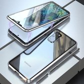 Voor Galaxy S20 schokbestendig dubbelzijdig gehard glas magnetische aantrekkingskracht Case met zwarte cameralens beschermhoes (zilver)