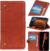 Voor Xiaomi Redmi Note 8 Koperen gesp Retro Crazy Horse-textuur Horizontale flip lederen tas met houder en kaartsleuven en portemonnee (bruin)