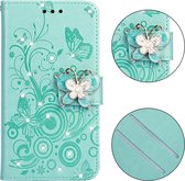 Voor Xiaomi Redmi K20 Diamond Encrusted Butterflies Love Flowers Pattern Horizontal Flip Leather Case with Holder & Card Slots & Wallet & Lanyard (Groen)