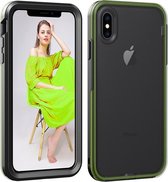 Voor iPhone XS Max TPU + PC Poolse behuizing Val- en schokbestendig en krasbestendig (zwart + groen)