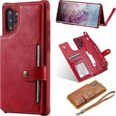 Voor Galaxy Note 10 Plus gesp rits schokbestendige beschermhoes met houder & kaartsleuven & portemonnee & lanyard & fotolijst (rood)