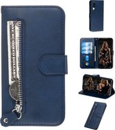 Voor Xiaomi Mi CC9 / Mi A3 Lite Fashion Calf Texture Zipper Horizontal Flip PU Leather Case, with Holder & Card Slots & Wallet (Blue)