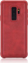 Voor Galaxy S9 + magnetische schokbestendige pc + tpu + pu lederen beschermhoes (rood)