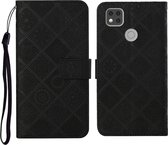 Voor xiaomi redmi 9c etnische stijl reliëf patroon horizontale flip lederen tas met houder & kaartsleuven & portemonnee & lanyard (zwart)