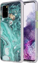Voor Samsung Galaxy S20 + Coloured Glaze Marble TPU + PC beschermhoes (groen)