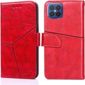 Voor Huawei nova 8 SE Geometrische stiksels Horizontale flip TPU + PU lederen tas met houder & kaartsleuven en portemonnee (rood)
