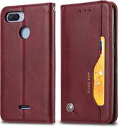 Kneed Huidtextuur Horizontaal Flip Leren Case voor Xiaomi Redmi 6 / 6A, met Fotolijst & Houder & Kaartsleuven & Portemonnee (Wijnrood)