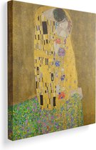 Gustav Klimt, De Kus op canvas, afmetingen van dit schilderij zijn 75x100 cm