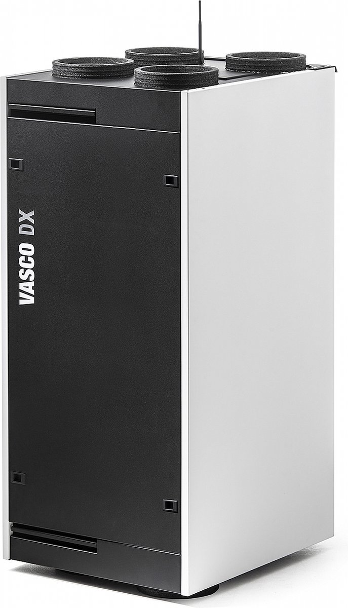 Vasco DX6 WTW unit met modulerende bypass en draadloze RF schakelaar, 545 m³/h