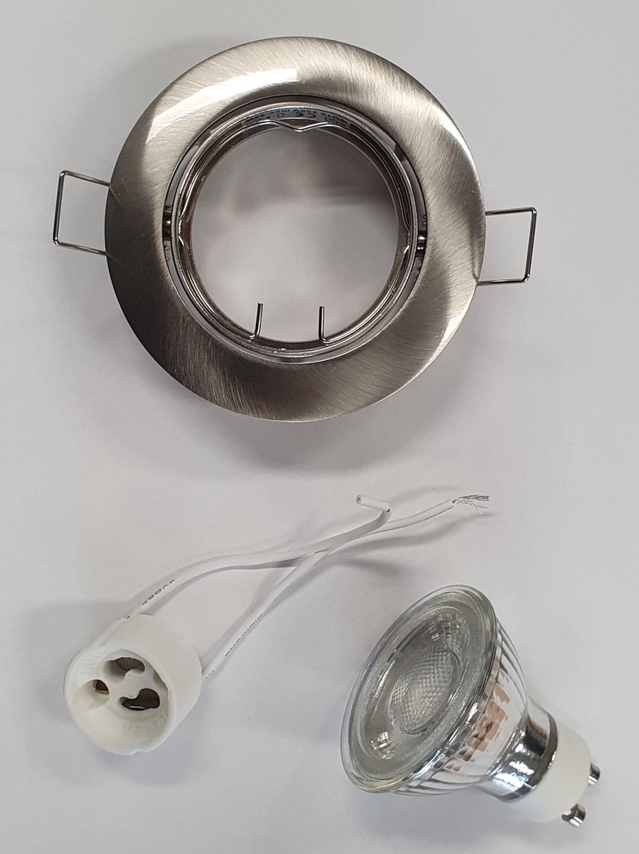 Set armatuur met spot 3 stuks - RVS - GU10 fitting - inbouw rond - kantelbaar