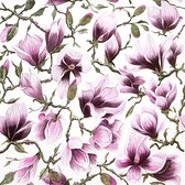 Lila Tafelkleed Papier met magnolia servetten