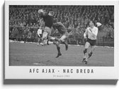 Walljar - Poster Ajax - Voetbalteam - Amsterdam - Eredivisie - Zwart wit - AFC Ajax - NAC Breda '62 - 80 x 120 cm - Zwart wit poster