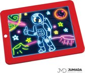 Jumada's Tekentablet - Speelgoedtablet - Kleurentablet - Speelbord - Kleuren Met Licht - Rood - 2,3 x 19 x 25 cm
