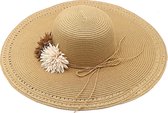 Dielay Dames Hoed met Bloemen 47 cm - Bruin