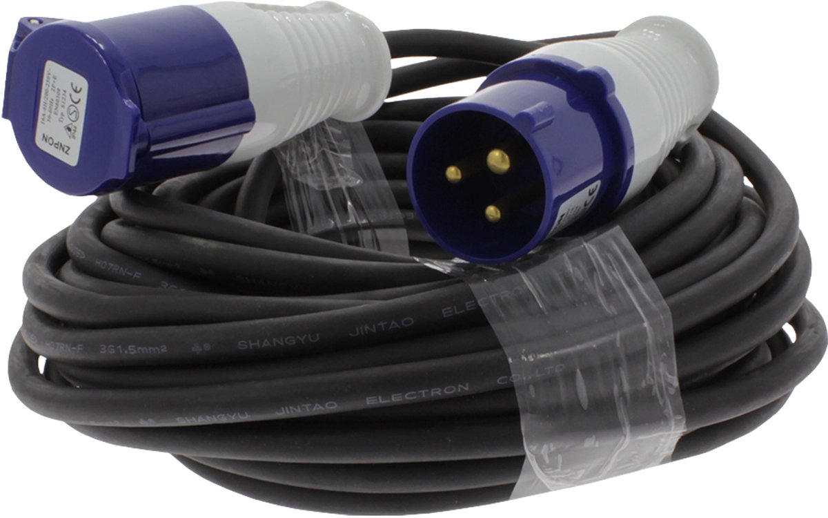 Q-Link verlengsnoer - cee - h07rnf - 16a - 3 x 1.5 mmã‚â² - 15 m - zwart