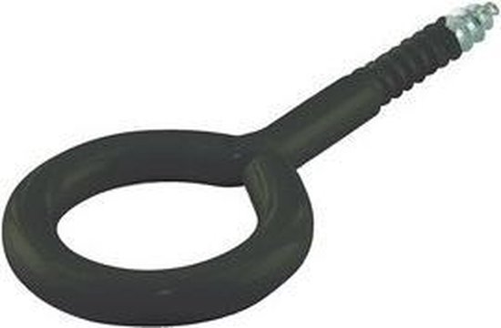 Zwart schroefoog met houtdraad, 30 x 12 x 3,8 mm.