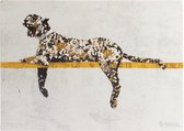 Banksy Graffiti - Tag Leopard - Wanddecoratie - Premium Kwaliteit - Canvas Print - Canvas Schilderijen - Muur Schilderijen - Canvas - Wanddecoratie - Afmeting 32cm x 45cm 2cm Dik