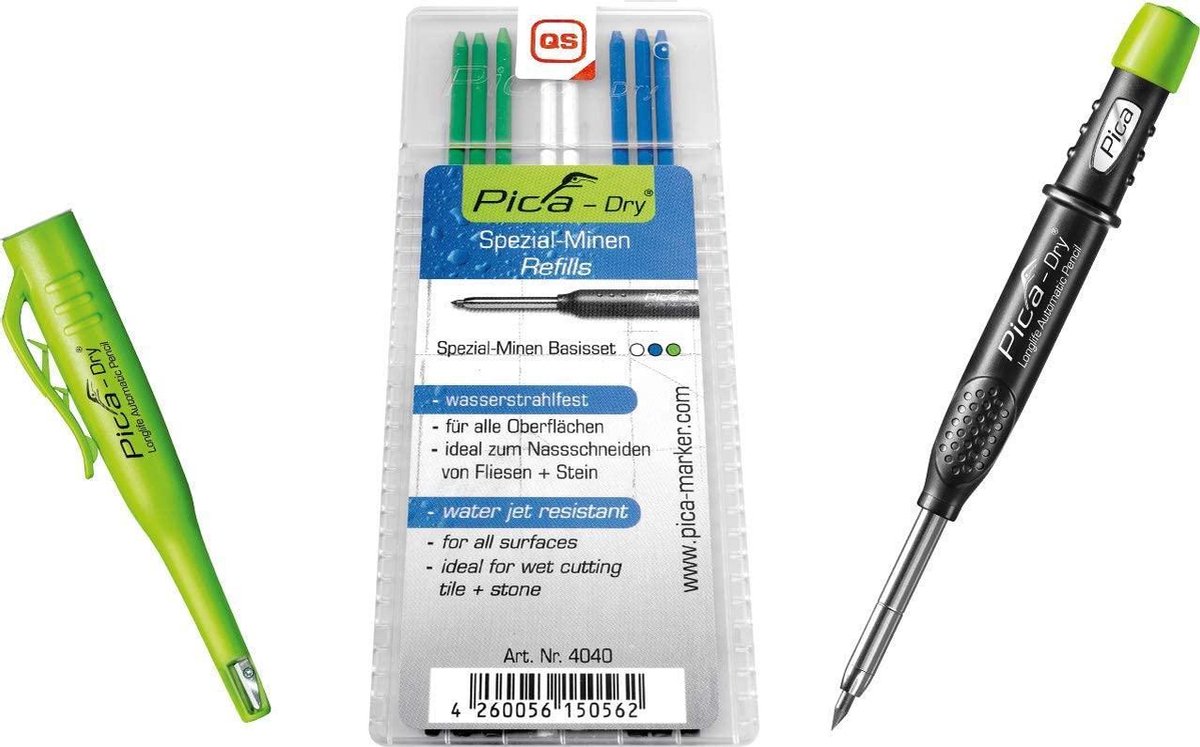 Pica 3030 Dry Longlife crayon de chantier - Graphite – Avec 10 mines de  rechange