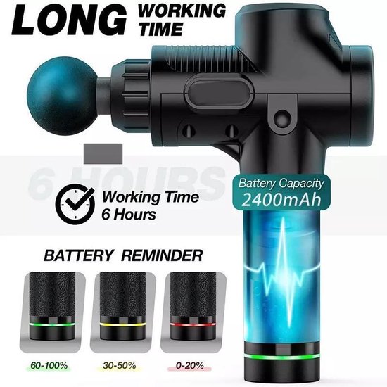 DrPhone MG3 + 6 accessoires - Moniteur LCD - Pistolet de Massage professionnel - Pistolet de relaxation musculaire - Avec sac portable pour le Fitness et le Sport
