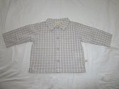 noukie's , jongens , overhemd , geruit , beige / wit ,  12 maand 80