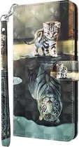 Poes tijger agenda wallet case hoesje Telefoonhoesje geschikt voor Samsung Galaxy A52