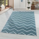 Laagpolig vloerkleed - Smoothly Weave Blauw Wit 80x150cm