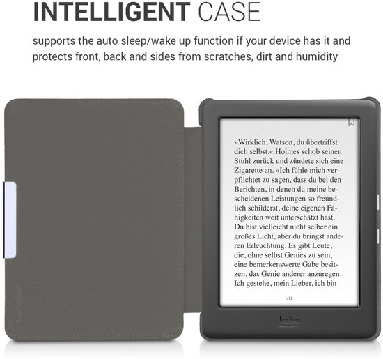 kwmobile e-reader hoesje geschikt voor Kobo Glo HD / Touch 2.0 hoes - E reader flip case met magnetische sluiting - Ereader cover - Sterrenstelsel en Boom design in blauw / grijs / zwart van Merkloos — afbeelding 5