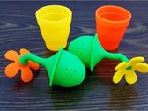 Theefilter Bloem In Pot - Voor Losse Thee - Thee Infuser - Thee Ei -  Groen/Geel